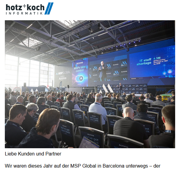 Hotz   Koch Informatik auf der MSP Global in Barcelona